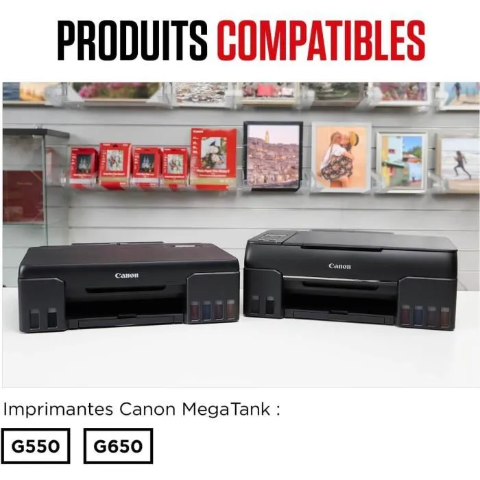 Canon - Bouteille d'encre GI-53M Magenta - 60 ml - Compatible PIXMA G650 et G550 - Jusqu'à 3800 photos par jeu - Encre à colorant (4681C001)