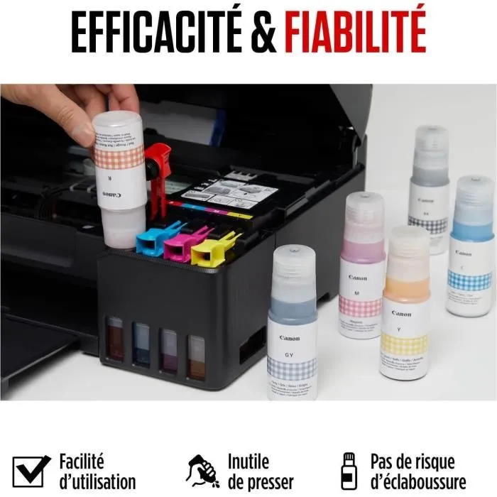 Canon - Bouteille d'encre GI-53M Magenta - 60 ml - Compatible PIXMA G650 et G550 - Jusqu'à 3800 photos par jeu - Encre à colorant (4681C001)