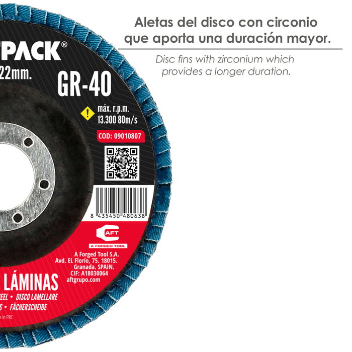 WOLFPACK LINEA PROFESIONAL Disque de lames de ponçage en zircone 115x22 mm, Grain 40 WOLFPACK LINEA PROFESIONAL Disque de lames de ponçage en zircone 115x22 mm, Grain 40