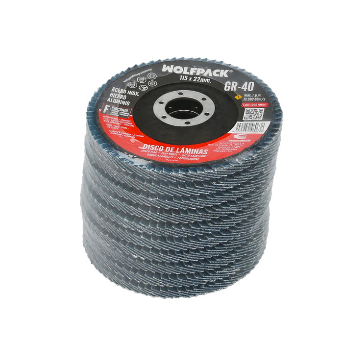 WOLFPACK LINEA PROFESIONAL Disque de lames de ponçage en zircone 115x22 mm, Grain 40 WOLFPACK LINEA PROFESIONAL Disque de lames de ponçage en zircone 115x22 mm, Grain 40