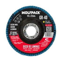 WOLFPACK LINEA PROFESIONAL Disque de lames de ponçage en zircone 115x22 mm, Grain 40