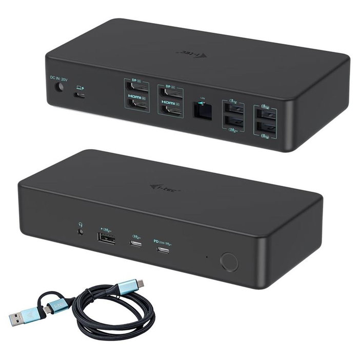 I-Tec Docking Station 14-en-1 USB-C Thunderbolt 3 DisplayLink PD 100W Double HDMI DisplayPort Noir I-Tec Docking Station 14-en-1 USB-C Thunderbolt 3 DisplayLink PD 100W Double HDMI DisplayPort Noir