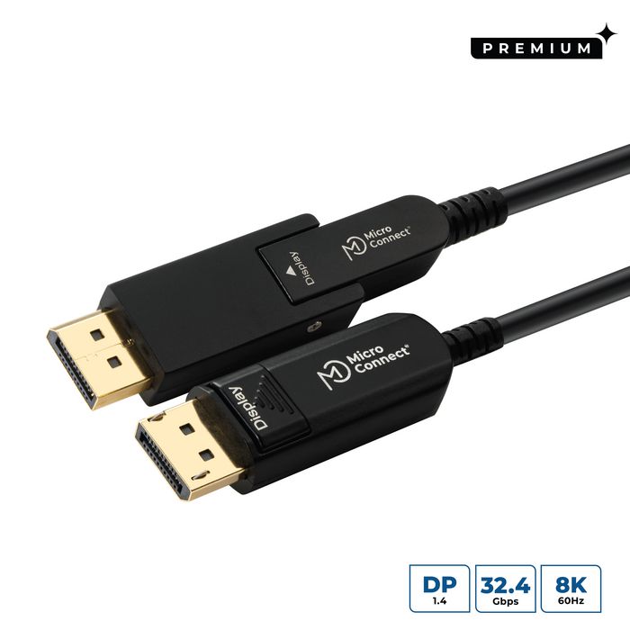 MicroConnect Câble Premium Fibre Optique Mini DisplayPort 1.4 vers DisplayPort, 50m MicroConnect Câble Premium Fibre Optique Mini DisplayPort 1.4 vers DisplayPort, 50m