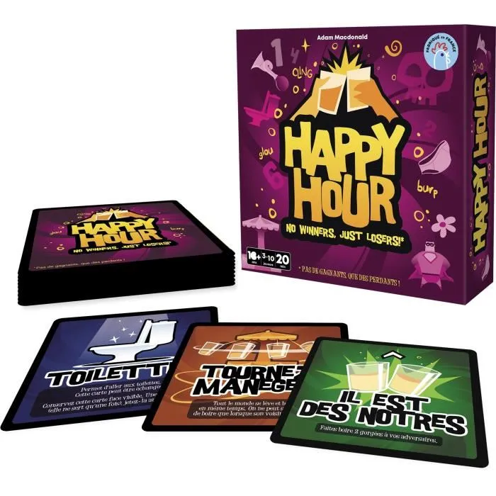 Asmodee - Jeu de société Happy Hour (à partir de 14 ans, Version française) - Jeu d'ambiance et de défis à boire