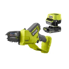 Ryobi Élagueur sur Perche Sans Fil 18V ONE+ Brushless, Guide de 10 cm, Vitesse 6 m/s, Tendeur Sans Outil, avec Batterie 2.0 Ah et Chargeur RY18PSX10A-120