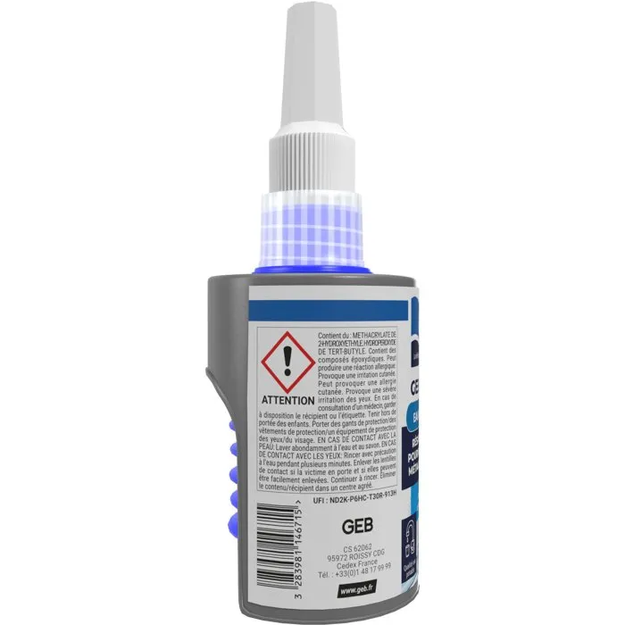 GEB Résine d'étanchéité anaérobie PTFE RT1 pour eau potable - 75 ml - Étanchéité filetés métalliques, eau chaude/froide, vapeur