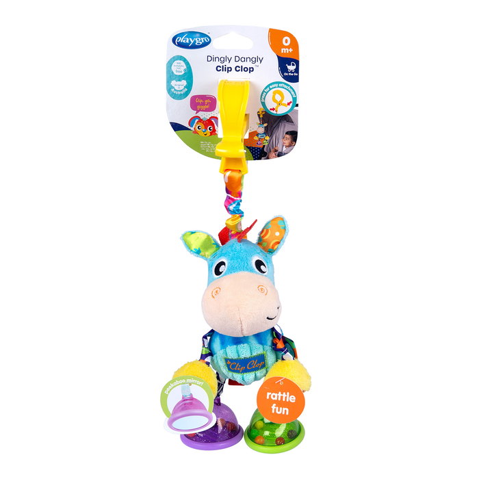 Playgro Dingly Dangly Clip Clop 010114004 Jouet d'éveil avec pince, sonnailles et miroir, multilingue Playgro Dingly Dangly Clip Clop 010114004 Jouet d'éveil avec pince, sonnailles et miroir, multilingue