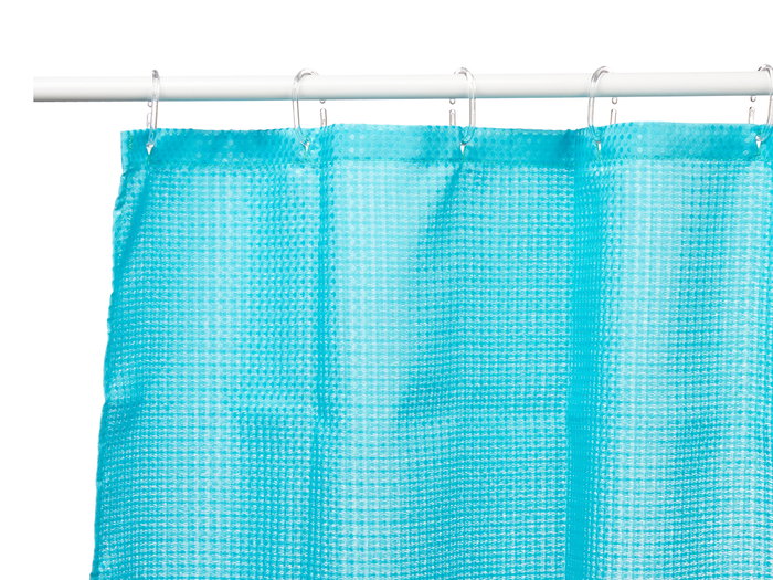 BERILO Rideau de douche en polyester bleu à points 180x180cm BERILO Rideau de douche en polyester bleu à points 180x180cm
