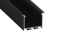KIMERA Profilé en aluminium anodisé noir « HEDE » avec diffuseur opale, capuchons et clips de fixation, 2,02 m