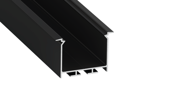 KIMERA Profilé en aluminium anodisé noir « HEDE » avec diffuseur opale, 2,02 m KIMERA Profilé en aluminium anodisé noir « HEDE » avec diffuseur opale, 2,02 m