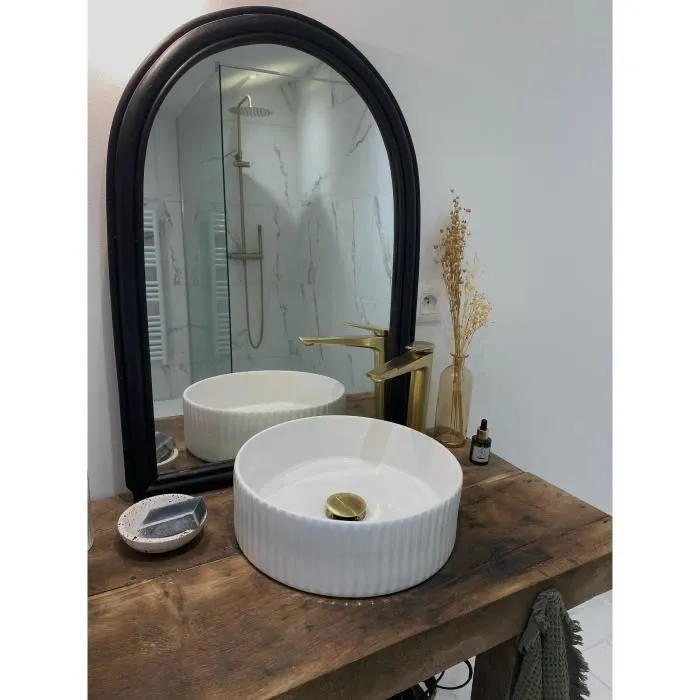 Edouard Rousseau Mitigeur Lavabo Haut GLOSS Laiton Brossé - Bec Haut avec Aérateur Invisible et Vidage Clic-Clac Inclus - Design Contemporain Edouard Rousseau Mitigeur Lavabo Haut GLOSS Laiton Brossé - Bec Haut avec Aérateur Invisible et Vidage Clic-Clac Inclus - Design Contemporain