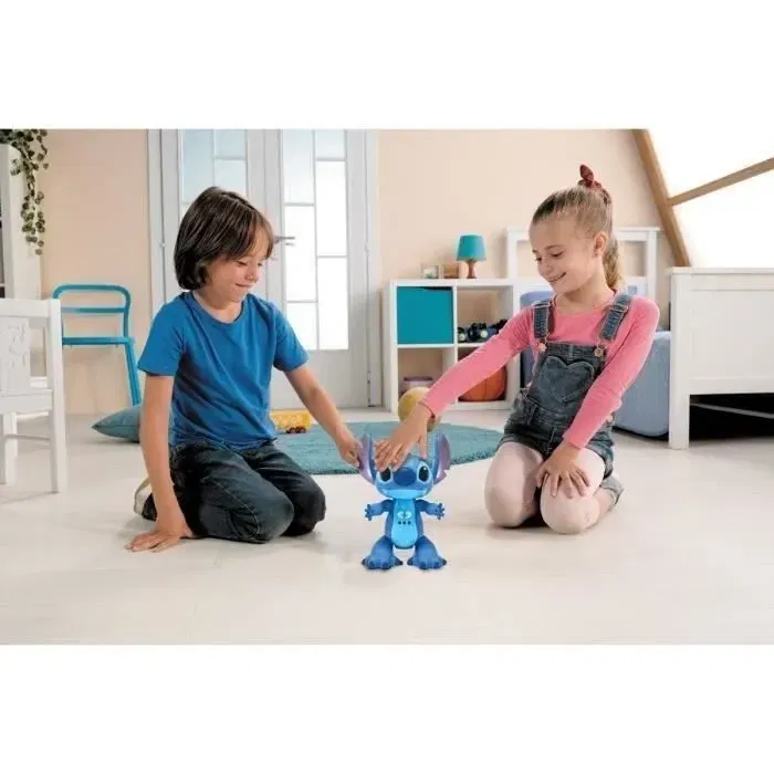 Lexibook Robot Interactif Stitch Bilingue Français-Anglais - Contrôle Gestuel et par Télécommande, Réagit au Toucher, Programmable