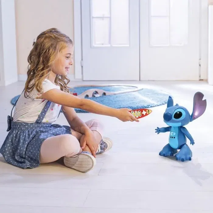 Lexibook Robot Interactif Stitch Bilingue Français-Anglais - Contrôle Gestuel et par Télécommande, Réagit au Toucher, Programmable