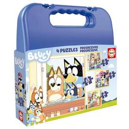 Educa - Malette de puzzles Bluey 19830 avec 3 puzzles progressifs pour enfants 3 ans et plus