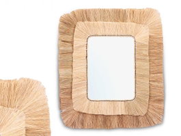 GIFTDECOR Miroir rectangulaire double cadre Marron