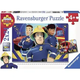 Ravensburger - Puzzle enfant Sam le Pompier 'Sam t'aide dans le besoin' - 2 x 24 pièces - Poster inclus - À partir de 4 ans