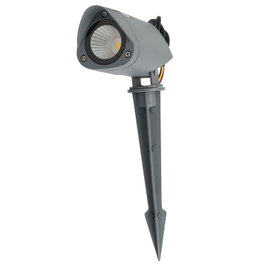 Projecteur LED 7 W IP65 2700 K avec piquet, finition grise