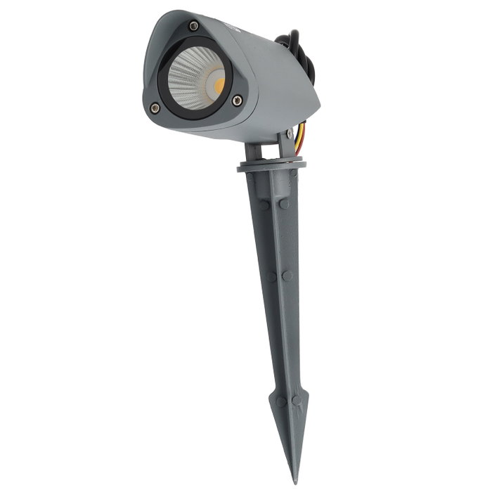 Projecteur LED 7 W IP65 2700 K avec piquet, finition grise Projecteur LED 7 W IP65 2700 K avec piquet, finition grise