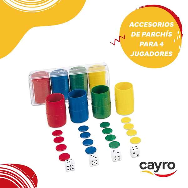 Cayro Accessoires de jeu de Parcheesi pour 4 joueurs en boîte plastique, version multilingue (espagnol, anglais, français, italien, portugais, allemand) Cayro Accessoires de jeu de Parcheesi pour 4 joueurs en boîte plastique, version multilingue (espagnol, anglais, français, italien, portugais, allemand)