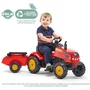 FALK - X-Tractor - Tracteur à pédales pour enfant de 2 à 5 ans avec capot ouvrant, cheminée et remorque inclus - Fabriqué en France - 50% plastique recyclé