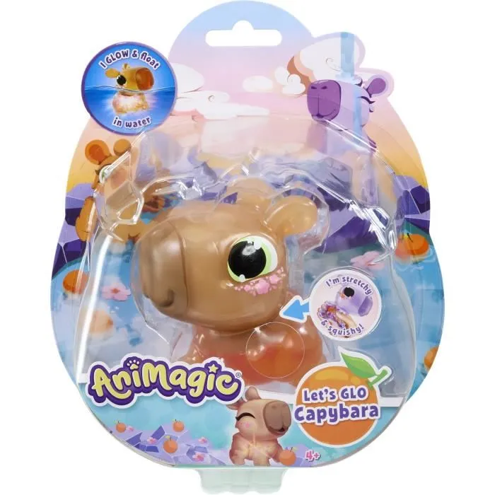 Goliath Animagic Let's Glo Capybara Marron - Animal interactif lumineux qui s'illumine au contact de l'eau, compagnon sensoriel doux