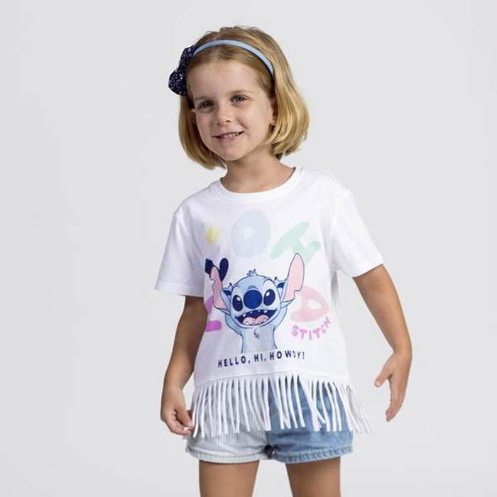 T shirt à manches courtes Enfant Stitch Blanc T shirt à manches courtes Enfant Stitch Blanc