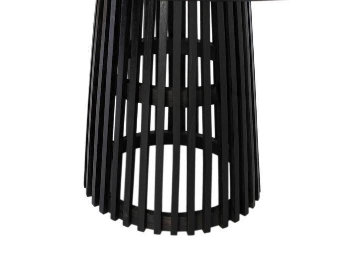 Giner Y Colomer Table de salle à manger ronde en bois de mindi avec base en grille, finition wengué, diamètre 120 cm, piètre montage Giner Y Colomer Table de salle à manger ronde en bois de mindi avec base en grille, finition wengué, diamètre 120 cm, piètre montage