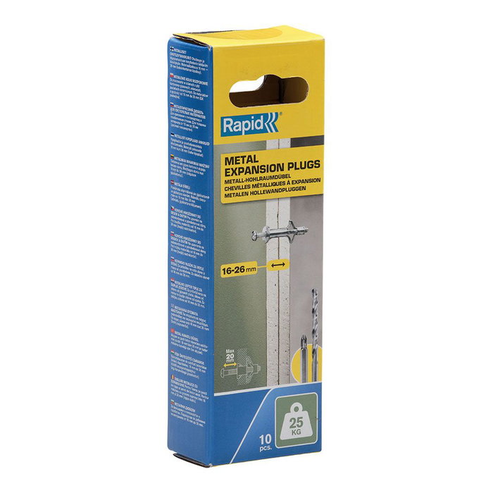 Rapid Chevilles à Expansion Métal pour Cloison Plâtre 16-26mm - Lot de 10
