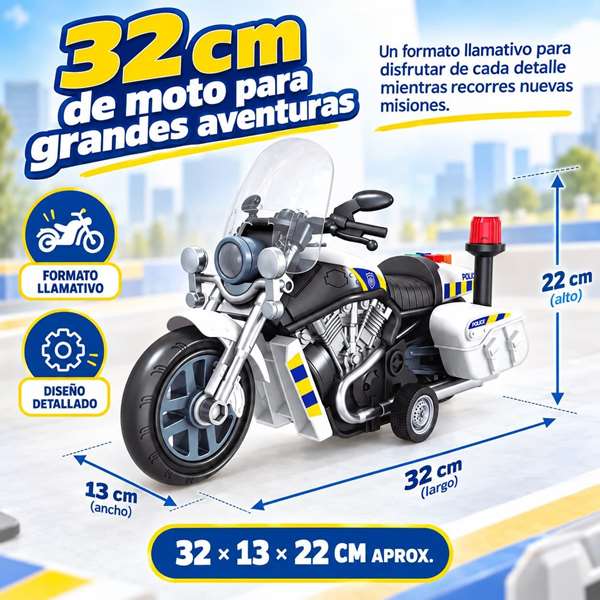 JugaToys Moto à friction Police avec lumières et sons