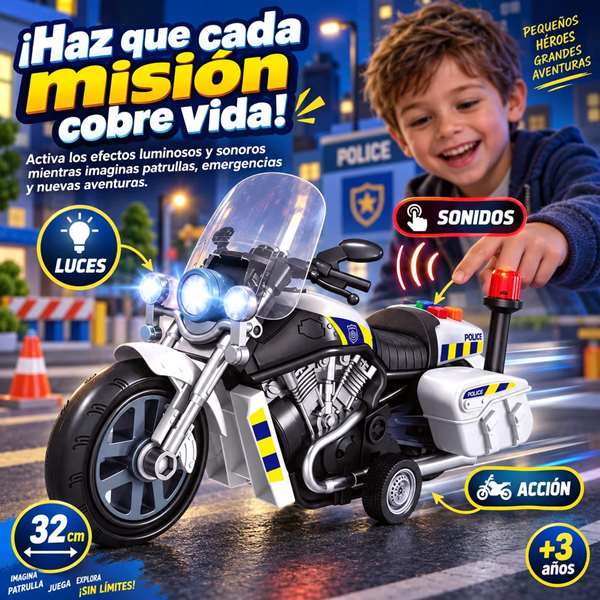 JugaToys Moto à friction Police avec lumières et sons