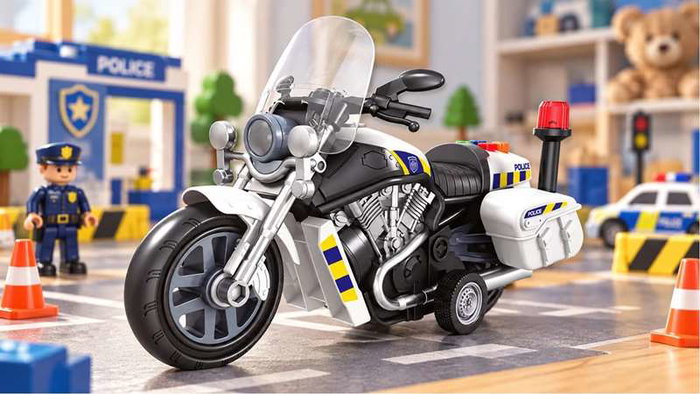 JugaToys Moto à friction Police avec lumières et sons