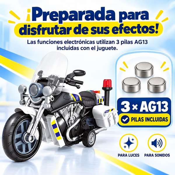 JugaToys Moto à friction Police avec lumières et sons