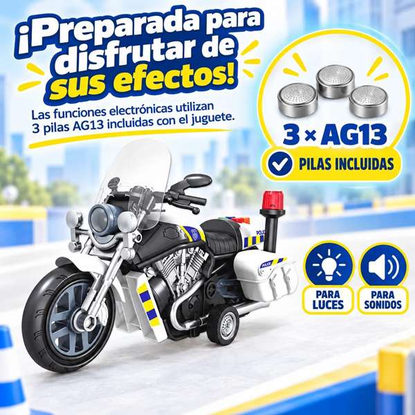 JugaToys Moto à friction Police avec lumières et sons
