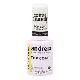 Andreia - Top Coat Cotton Candy 01 Milky White 10,5 mL, vernis gel autonivelant brillant pour French et Baby Boomer