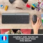Logitech MK470 Slim Clavier et Souris sans fil AZERTY Noir - Silencieux et ergonomique