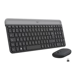 Logitech MK470 Slim Clavier et Souris sans fil AZERTY Noir - Silencieux et ergonomique
