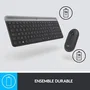 Logitech MK470 Slim Clavier et Souris sans fil AZERTY Noir - Silencieux et ergonomique