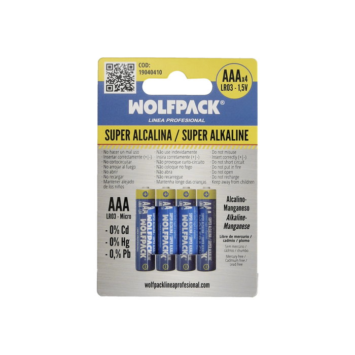 WOLFPACK LINEA PROFESIONAL Piles Alcalines AAA LR-3, Pack de 4