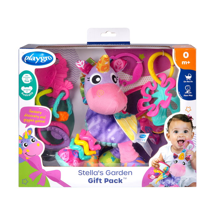 Playgro Pack d'Activités Stella Unicornio 0188177 - Jouets Sensoriels Bébé Multilingue