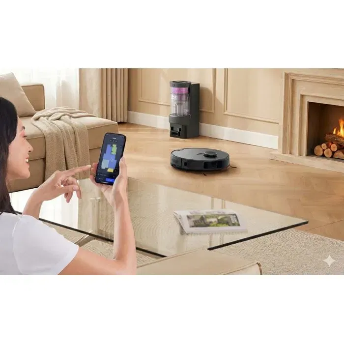 EZICLEAN Robot Aspirateur et Laveur AirFlow MAX - Avec Base de Vidage AutoClean Cyclonic 2L, LIDAR Connecté, 15 000 Pa, Autonomie 160 min, Nettoyage Humide, Filtration HEPA, Noir