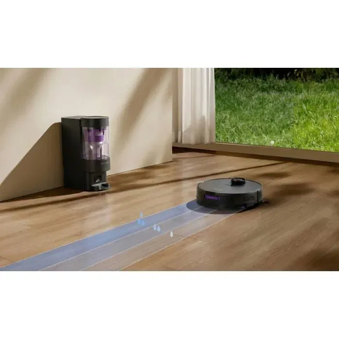 EZICLEAN Robot Aspirateur et Laveur AirFlow MAX - Avec Base de Vidage AutoClean Cyclonic 2L, LIDAR Connecté, 15 000 Pa, Autonomie 160 min, Nettoyage Humide, Filtration HEPA, Noir