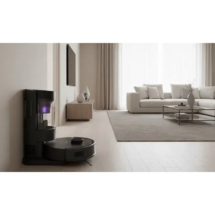 EZICLEAN Robot Aspirateur et Laveur AirFlow MAX - Avec Base de Vidage AutoClean Cyclonic 2L, LIDAR Connecté, 15 000 Pa, Autonomie 160 min, Nettoyage Humide, Filtration HEPA, Noir