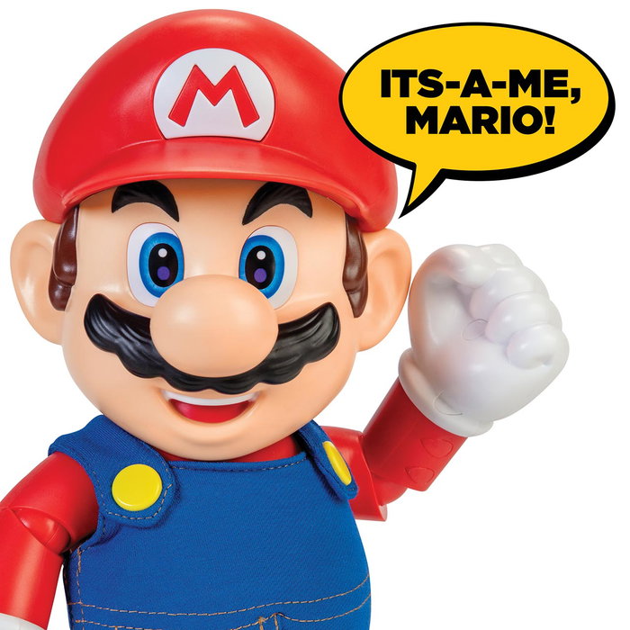 Jakks Pacific Figurine Mario Super Mario Bros 'It's a me' 36 cm avec 30 phrases et sons, versions multilingues Jakks Pacific Figurine Mario Super Mario Bros 'It's a me' 36 cm avec 30 phrases et sons, versions multilingues