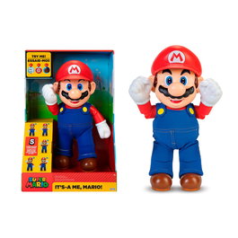 Jakks Pacific Figurine Mario Super Mario Bros 'It's a me' 36 cm avec 30 phrases et sons, versions multilingues