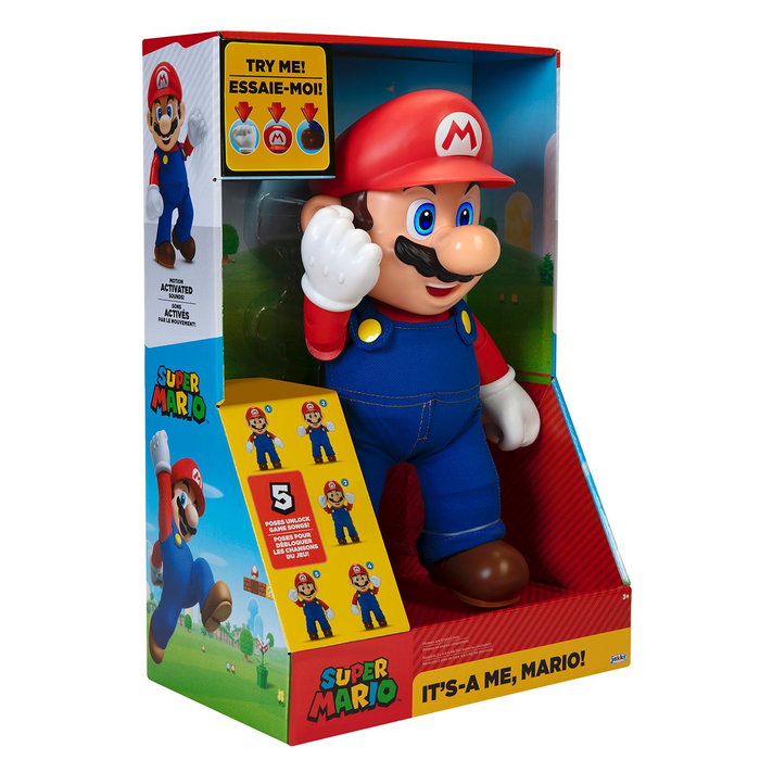 Jakks Pacific Figurine Mario Super Mario Bros 'It's a me' 36 cm avec 30 phrases et sons, versions multilingues Jakks Pacific Figurine Mario Super Mario Bros 'It's a me' 36 cm avec 30 phrases et sons, versions multilingues