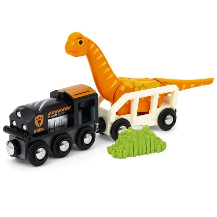 BRIO World - Circuit de Train en Bois Dinosaure - Coffret Complet 12 Pièces avec Dinosaure et Train Manuel - Action de Jeu sans Pile - Pour Enfants dès 3 Ans