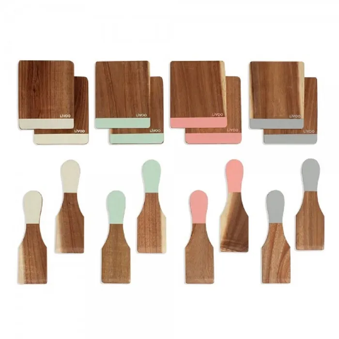 Livoo Set d'accessoires pour raclette MEN427 en acacia - 8 spatules et 8 planchettes avec pochette de rangement Livoo Set d'accessoires pour raclette MEN427 en acacia - 8 spatules et 8 planchettes avec pochette de rangement