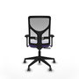 Chaise Motilla Synchro 3 positions tissu Violet Maille Blanc Base pyramidale noire Accoudoir 3D Sans appui-tête Roulettes 65mm pour moquette