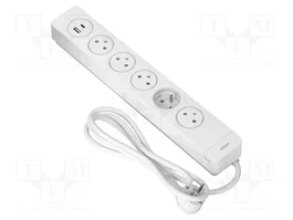 ORNO Multiprise Parafoudre 5 Prises avec 2 ports USB, Blanc, 1,5m