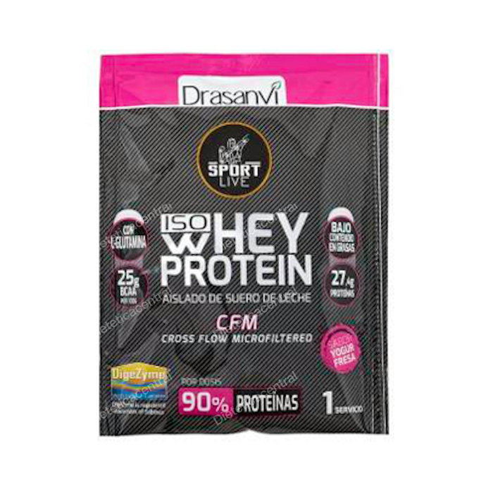 Drasanvi Sport Live - Whey Protein Isolat saveur yaourt-fraise 30G - Complément alimentaire protéiné - 90% de protéines Drasanvi Sport Live - Whey Protein Isolat saveur yaourt-fraise 30G - Complément alimentaire protéiné - 90% de protéines
